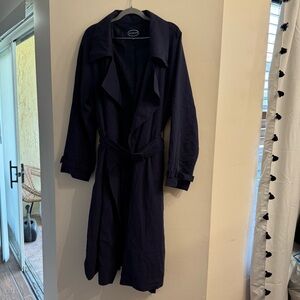Scoop Women’s Navy Blue Belted Collared Trench Coat Size Medium 8-10